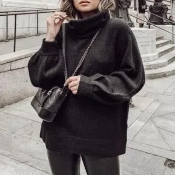 The Group Babaton Adichie Sweater Black Oversized Turtleneck Alpaca Merino Blend - Picture 12 of 12